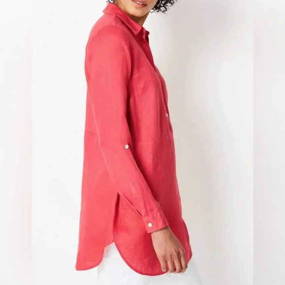 J. Jill NEW Gorgeous Linen Tab-Sleeve Tunic ~ Pink Clove ~ Sz Large - Picture 3 of 12